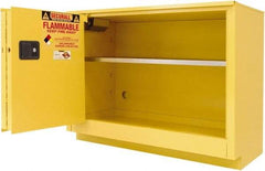Securall Cabinets - 2 Door, 1 Shelf, Yellow Steel Under the Counter Safety Cabinet for Flammable and Combustible Liquids - 35-5/8" High x 59" Wide x 22" Deep, Sliding Door, 3 Point Key Lock, 44 Gal Capacity - Apex Tool & Supply
