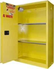 Securall Cabinets - 2 Door, 2 Shelf, Yellow Steel Standard Safety Cabinet for Flammable and Combustible Liquids - 65" High x 43" Wide x 18" Deep, Sliding Door, 3 Point Key Lock, 45 Gal Capacity - Apex Tool & Supply