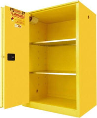 Securall Cabinets - 2 Door, 2 Shelf, Yellow Steel Standard Safety Cabinet for Flammable and Combustible Liquids - 65" High x 43" Wide x 31" Deep, Sliding Door, 3 Point Key Lock, 90 Gal Capacity - Apex Tool & Supply
