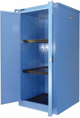 Securall Cabinets - 2 Door, 2 Shelf, Blue Steel Standard Safety Cabinet for Corrosive Chemicals - 67" High x 31" Wide x 31" Deep, Self Closing Door, 3 Point Key Lock, 60 Gal Capacity - Apex Tool & Supply