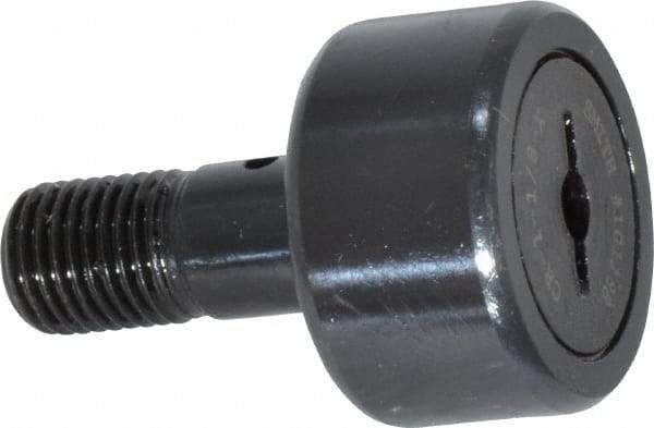 Accurate Bushing - 1-1/8" Roller Diam x 5/8" Width, 7/16" Stud Diam x 1" Length, Stud Cam Follower - Steel, 1/2" Thread Length, 7/16-20 Thread, 1-5/8" OAL, 3,030 Lb Dynamic Cap, 3,100 Lb Static Cap - Apex Tool & Supply