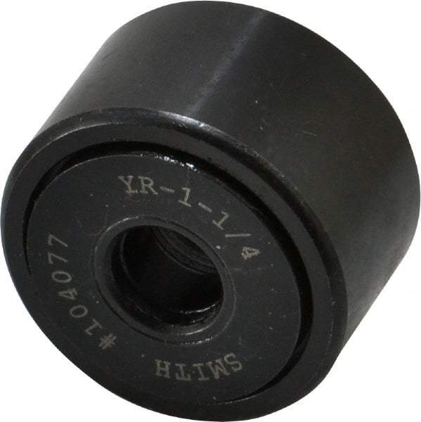 Accurate Bushing - 3/8" Bore, 1-1/4" Roller Diam x 3/4" Roller Width, Steel Yoke Cam Follower - 4,470 Lb Dynamic Load Capacity, 13/16" Overall Width - Apex Tool & Supply