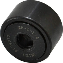 Accurate Bushing - 3/8" Bore, 1-1/4" Roller Diam x 3/4" Roller Width, Steel Yoke Cam Follower - 4,470 Lb Dynamic Load Capacity, 13/16" Overall Width - Apex Tool & Supply