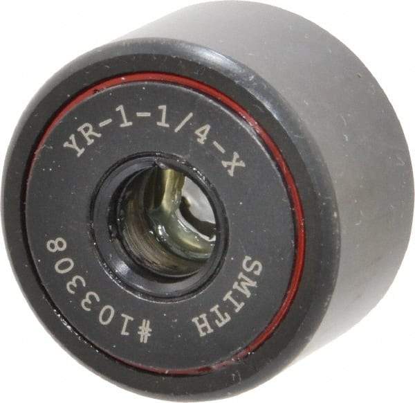 Accurate Bushing - 3/8" Bore, 1-1/4" Roller Diam x 3/4" Roller Width, Steel Yoke Cam Follower - 4,470 Lb Dynamic Load Capacity, 13/16" Overall Width - Apex Tool & Supply