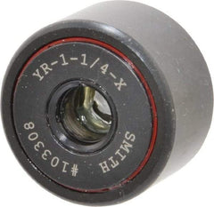 Accurate Bushing - 3/8" Bore, 1-1/4" Roller Diam x 3/4" Roller Width, Steel Yoke Cam Follower - 4,470 Lb Dynamic Load Capacity, 13/16" Overall Width - Apex Tool & Supply