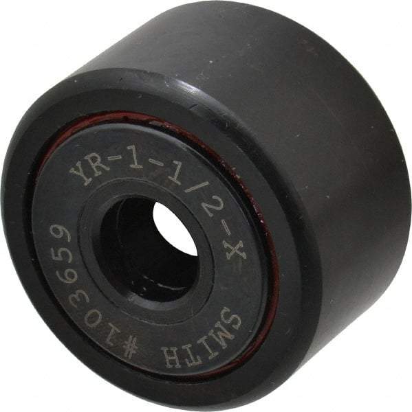 Accurate Bushing - 7/16" Bore, 1-1/2" Roller Diam x 7/8" Roller Width, Steel Yoke Cam Follower - 5,560 Lb Dynamic Load Capacity, 15/16" Overall Width - Apex Tool & Supply