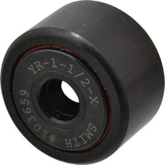 Accurate Bushing - 7/16" Bore, 1-1/2" Roller Diam x 7/8" Roller Width, Steel Yoke Cam Follower - 5,560 Lb Dynamic Load Capacity, 15/16" Overall Width - Apex Tool & Supply