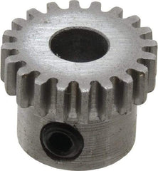 Boston Gear - 32 Pitch, 5/8" Pitch Diam, 20 Tooth Spur Gear - 0.188" Face Width, 1/4" Bore Diam, 0.52" Hub Diam, 14.5° Pressure Angle, Steel - Apex Tool & Supply