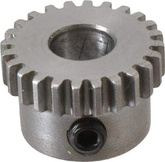 Boston Gear - 32 Pitch, 3/4" Pitch Diam, 24 Tooth Spur Gear - 0.188" Face Width, 5/16" Bore Diam, 0.64" Hub Diam, 14.5° Pressure Angle, Steel - Apex Tool & Supply