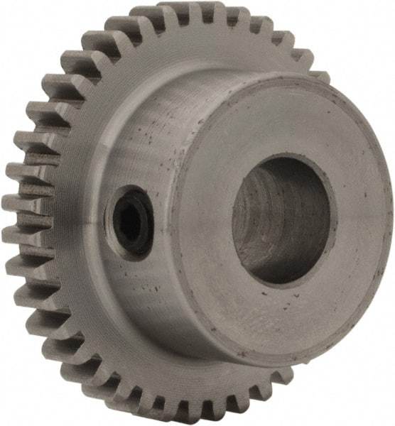 Boston Gear - 32 Pitch, 1-1/4" Pitch Diam, 40 Tooth Spur Gear - 0.188" Face Width, 3/8" Bore Diam, 0.88" Hub Diam, 14.5° Pressure Angle, Steel - Apex Tool & Supply