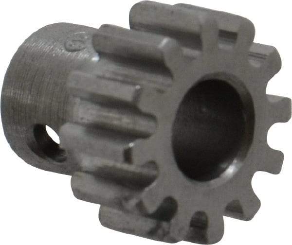 Boston Gear - 24 Pitch, 1/2" Pitch Diam, 12 Tooth Spur Gear - 1/4" Face Width, 1/4" Bore Diam, 0.36" Hub Diam, 14.5° Pressure Angle, Steel - Apex Tool & Supply