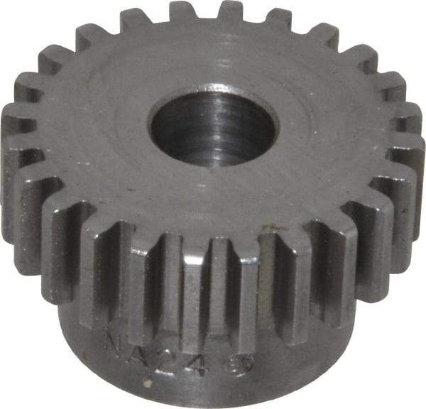 Boston Gear - 20 Pitch, 1.2" Pitch Diam, 24 Tooth Spur Gear - 3/8" Face Width, 3/8" Bore Diam, 0.92" Hub Diam, 14.5° Pressure Angle, Steel - Apex Tool & Supply