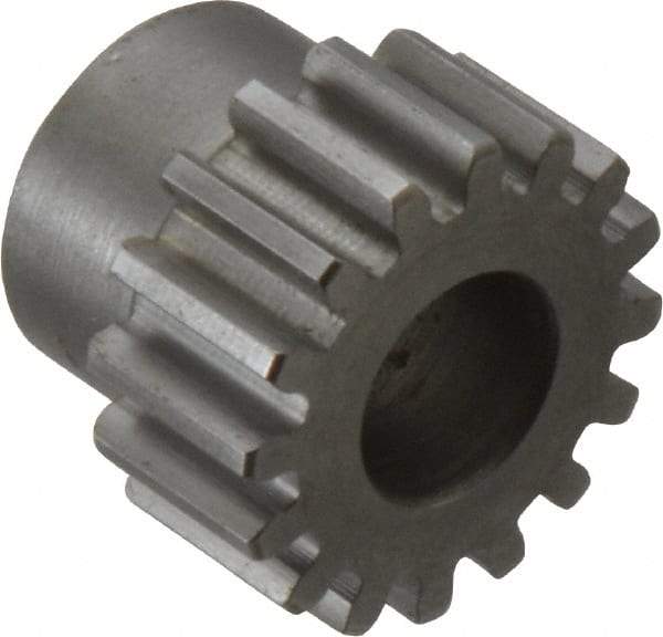 Boston Gear - 16 Pitch, 1" Pitch Diam, 16 Tooth Spur Gear - 1/2" Face Width, 1/2" Bore Diam, 0.81" Hub Diam, 14.5° Pressure Angle, Steel - Apex Tool & Supply