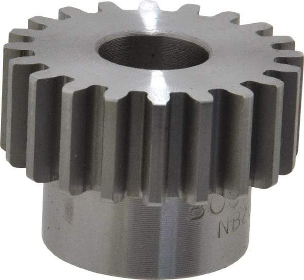 Boston Gear - 16 Pitch, 1-1/4" Pitch Diam, 20 Tooth Spur Gear - 1/2" Face Width, 1/2" Bore Diam, 0.96" Hub Diam, 14.5° Pressure Angle, Steel - Apex Tool & Supply