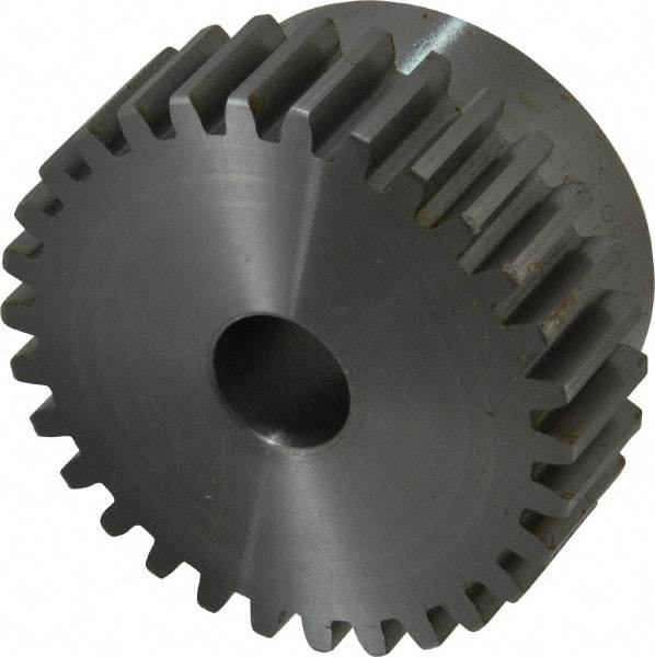 Boston Gear - 12 Pitch, 2-1/2" Pitch Diam, 30 Tooth Spur Gear - 3/4" Face Width, 5/8" Bore Diam, 2.15" Hub Diam, 14.5° Pressure Angle, Steel - Apex Tool & Supply