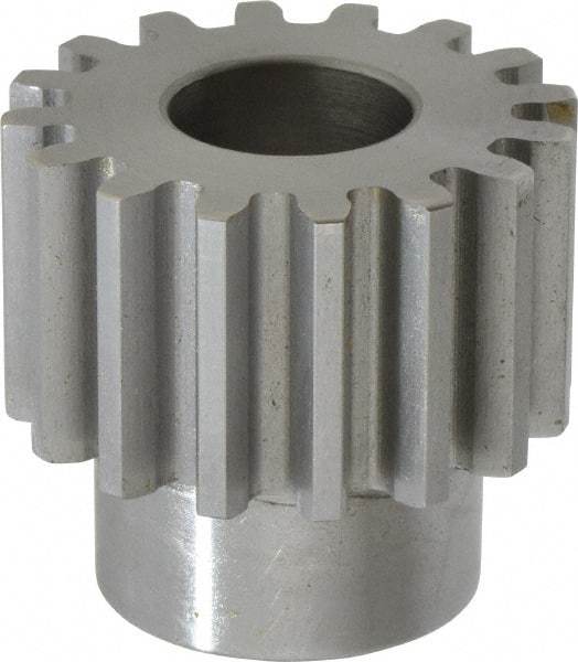 Boston Gear - 10 Pitch, 1.6" Pitch Diam, 16 Tooth Spur Gear - 1" Face Width, 3/4" Bore Diam, 1.22" Hub Diam, 14.5° Pressure Angle, Steel - Apex Tool & Supply