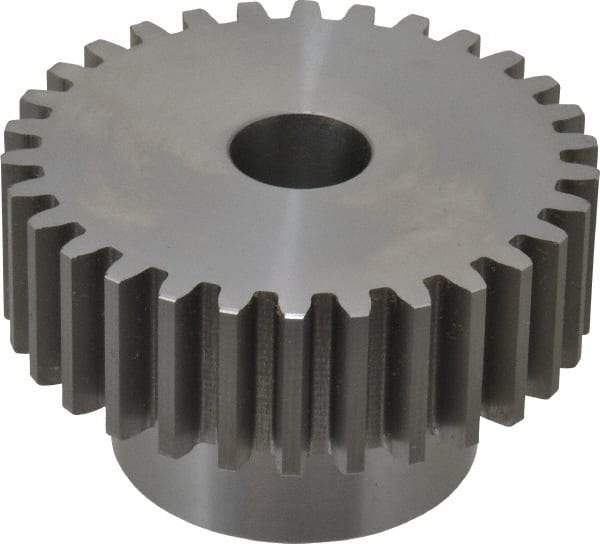 Boston Gear - 10 Pitch, 3" Pitch Diam, 30 Tooth Spur Gear - 1" Face Width, 3/4" Bore Diam, 2.02" Hub Diam, 14.5° Pressure Angle, Steel - Apex Tool & Supply