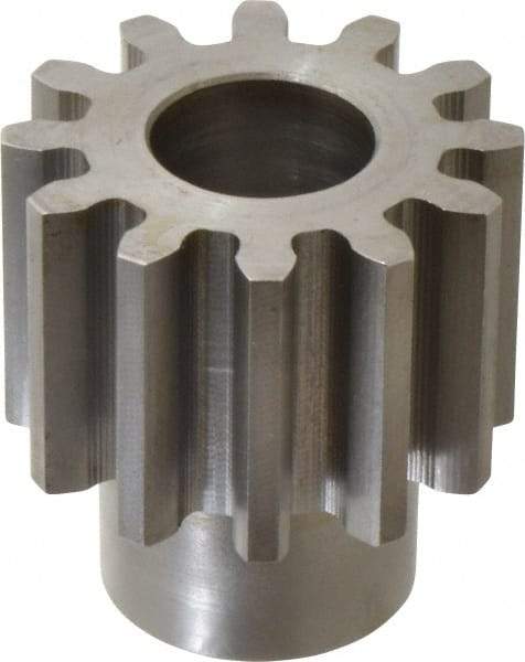 Boston Gear - 6 Pitch, 2" Pitch Diam, 12 Tooth Spur Gear - 1-1/2" Face Width, 1" Bore Diam, 1.46" Hub Diam, 14.5° Pressure Angle, Steel - Apex Tool & Supply