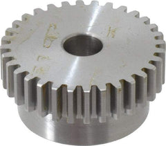 Boston Gear - 16 Pitch, 2" Pitch Diam, 32 Tooth Spur Gear - 0.313" Face Width, 1/2" Bore Diam, 1.7" Hub Diam, 14.5° Pressure Angle, Steel - Apex Tool & Supply