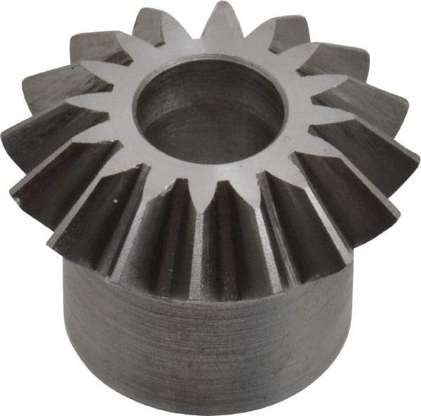 Boston Gear - 16 Pitch, 1" Pitch Diam, 16 Tooth Miter Gear - 0.23" Face Width, 3/8" Bore Diam, 3/4" Hub Diam, 20° Pressure Angle, Steel - Apex Tool & Supply
