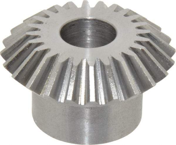 Boston Gear - 16 Pitch, 1-1/2" Pitch Diam, 24 Tooth Miter Gear - 0.32" Face Width, 1/2" Bore Diam, 1" Hub Diam, 20° Pressure Angle, Steel - Apex Tool & Supply
