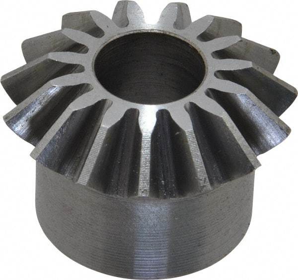 Boston Gear - 12 Pitch, 1-1/4" Pitch Diam, 15 Tooth Miter Gear - 0.29" Face Width, 1/2" Bore Diam, 1" Hub Diam, 20° Pressure Angle, Steel - Apex Tool & Supply