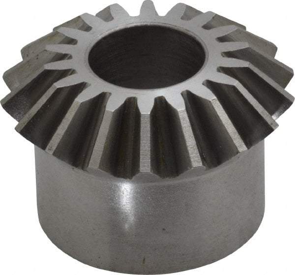 Boston Gear - 12 Pitch, 1-1/2" Pitch Diam, 18 Tooth Miter Gear - 0.33" Face Width, 5/8" Bore Diam, 1-1/4" Hub Diam, 20° Pressure Angle, Steel - Apex Tool & Supply