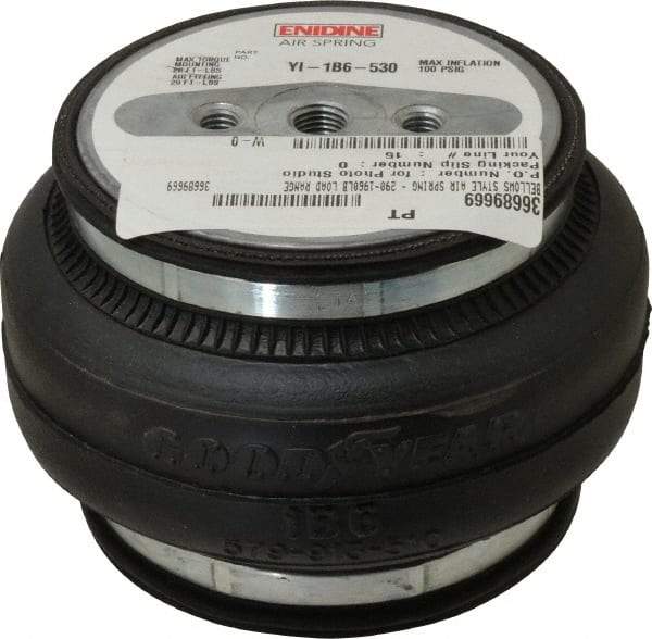 Value Collection - 100 psi Actuation: 880 Lb Ext, 2,115 Lb Compr, 3/8-16 & 3/8-16, 3" Stroke Len, Bellow Single Convolute Air Spring - 4.8" Extended Height, 1.8" Compressed Height, 6-1/2" Max OD at 100 psi, 290 to 1,960 Lb Capacity - Apex Tool & Supply