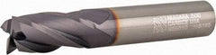 Niagara Cutter - 1/2", 1" LOC, 1/2" Shank Diam, 3" OAL, 4 Flute, Solid Carbide Square End Mill - Single End, TiAlN Finish, Spiral Flute, 30° Helix, Centercutting, Right Hand Cut, Right Hand Flute, Series C430 - Apex Tool & Supply