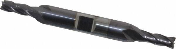 Niagara Cutter - 7/32", 9/16" LOC, 3/8" Shank Diam, 3-3/8" OAL, 4 Flute, Solid Carbide Square End Mill - Double End, TiAlN Finish, Spiral Flute, 30° Helix, Centercutting, Right Hand Cut, Right Hand Flute, Series CD430 - Apex Tool & Supply