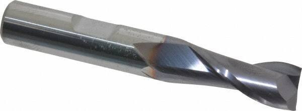 Niagara Cutter - 3/8", 7/8" LOC, 3/8" Shank Diam, 2-1/2" OAL, 2 Flute, Solid Carbide Square End Mill - Single End, TiAlN Finish, Spiral Flute, 30° Helix, Centercutting, Right Hand Cut, Right Hand Flute, Series CNC230 - Apex Tool & Supply