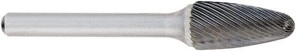 OSG - 6mm Cut Diam, 6mm Shank Diam, Tree Head Fluted Cut Burr - Carbide, Point End, 16mm LOC, 50mm OAL - Apex Tool & Supply