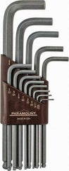 Paramount - 13 Piece L-Key Ball End Hex Key Set - Hex Range 0.05 to 3/8", 7-1/4" OAL, Steel - Apex Tool & Supply