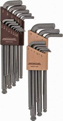 Paramount - 22 Piece L-Key Ball End Hex Key Set - Hex Range 0.05 to 3/8", 7-1/4" OAL, Steel - Apex Tool & Supply