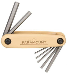 Paramount - 7 Piece Fold-Up Hex Key Set - Hex Range 2 to 8mm, 4-1/2" OAL, Steel - Apex Tool & Supply
