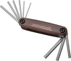 Paramount - 9 Piece Fold-Up Hex Key Set - Hex Range 5/64 to 1/4", 4-1/2" OAL, Steel - Apex Tool & Supply