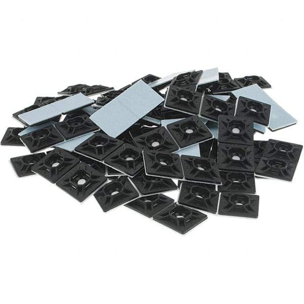 Thomas & Betts - Black, Nylon, Four Way Cable Tie Mounting Pad - 1-1/8" Long x 0.215" High x 1-1/8" Wide Adhesive Back - Apex Tool & Supply