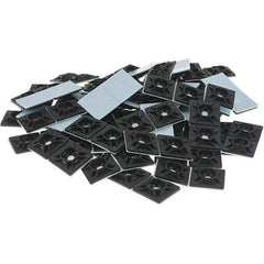 Thomas & Betts - Black, Nylon, Four Way Cable Tie Mounting Pad - 1-1/8" Long x 0.215" High x 1-1/8" Wide Adhesive Back - Apex Tool & Supply