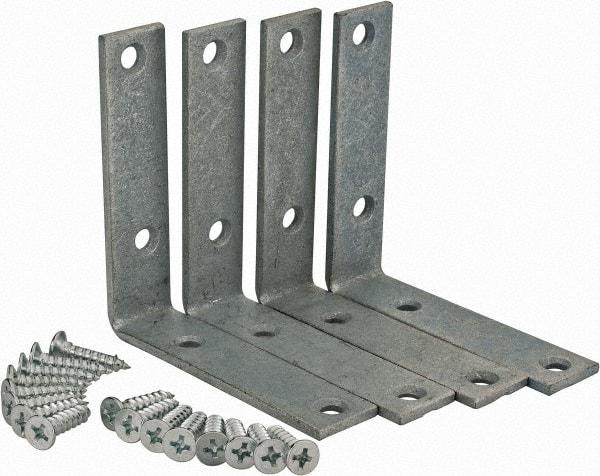 Value Collection - 3" Long x 3/4" Wide, Steel, Corner Brace - Galvanized - Apex Tool & Supply