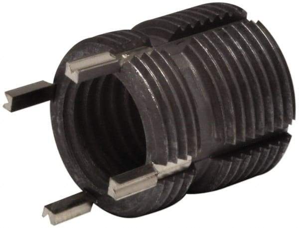 Recoil - 1/2-20 Internal, 11/16-11 External, 5/8" Insert Length, Heavy Duty Keylocking Thread Inserts - Stainless Steel, Passivated Finish, Grade 303 - Apex Tool & Supply