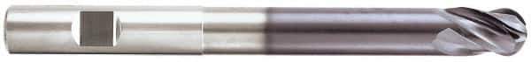 Niagara Cutter - 1/2" Diam, 5/8" LOC, 4 Flute Solid Carbide Ball End Mill - TiAlN Finish, Single End, 4" OAL, 1/2" Shank Diam, Spiral Flute - Apex Tool & Supply