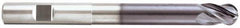 Niagara Cutter - 1/2" Diam, 5/8" LOC, 4 Flute Solid Carbide Ball End Mill - TiAlN Finish, Single End, 4" OAL, 1/2" Shank Diam, Spiral Flute - Apex Tool & Supply