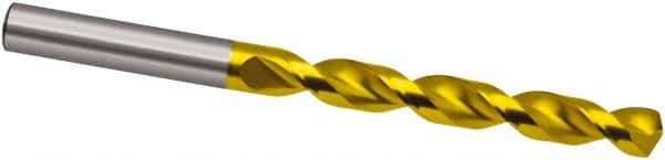 Guhring - 9.1mm 130° High Speed Steel Jobber Drill - TiN Finish, Right Hand Cut, Parabolic Flute, 125mm OAL, Cone Relief Point - Apex Tool & Supply