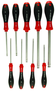 9 Piece - 1.5 - 10mm - Ball End Hex Screwdriver MagicRing® Screw Holding SoftFinish® Cushion Grip Set - Apex Tool & Supply