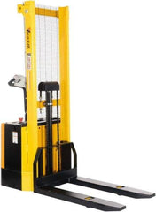 Vestil - 2,000 Lb Capacity, 62" Lift Height, Battery Powered Stacker - 3-3/8" Lowered Height, 42" Fork Length, 26-3/4" Overall Width - Apex Tool & Supply
