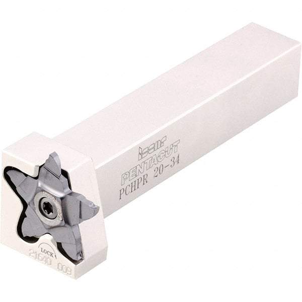 Iscar - External Thread, 0.3937" Max Depth of Cut, 1.4mm Min Groove Width, 120mm OAL, Left Hand Indexable Grooving Cutoff Toolholder - 20mm Shank Height x 20mm Shank Width, PENTA 34.. Insert Style, PCHP Toolholder Style, Series PentaCut - Apex Tool & Supply