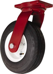 Hamilton - 12" Diam, Rubber Swivel Caster - 625 Lb Capacity, Top Plate Mount, 6-1/8" x 7-1/2" Plate, Tapered Roller Bearing - Apex Tool & Supply
