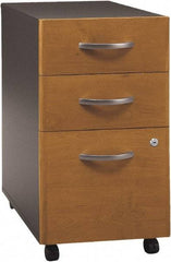 Bush Business Furniture - 15-3/4" Wide x 27.88" High x 20-1/4" Deep, 3 Drawer Pedestal - Laminate Over Wood, Natural Cherry & Graphite Gray - Apex Tool & Supply