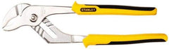Stanley - 10-1/2" OAL, 1-1/4" Jaw Length, 7 Position Groove Joint Tongue & Groove Pliers - Serrated Curved Jaws, Curved Head, Dual Dipped Handles - Apex Tool & Supply