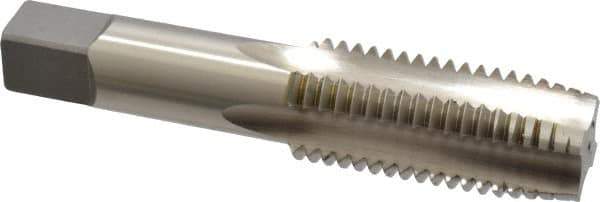 Kennametal - 1-1/8 - 7 UNC 3B 4 Flute Bright Finish High Speed Steel Straight Flute Standard Hand Tap - Plug, Right Hand Thread, 5.44" OAL, 2.563" Thread Length, H4 Limit, Oversize - Apex Tool & Supply